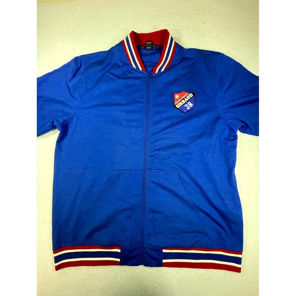 VINTAGE Le Jean de Marithe Francois Girbaud Varsity Track Jacket Mens 2XL Blue‎